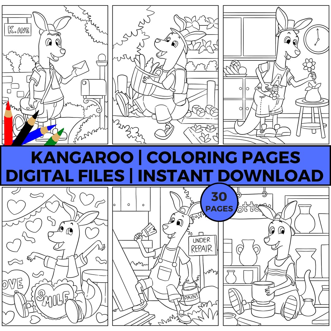 Kangaroo Coloring Pages for Kids & Adults | Printable Animal Coloring ...