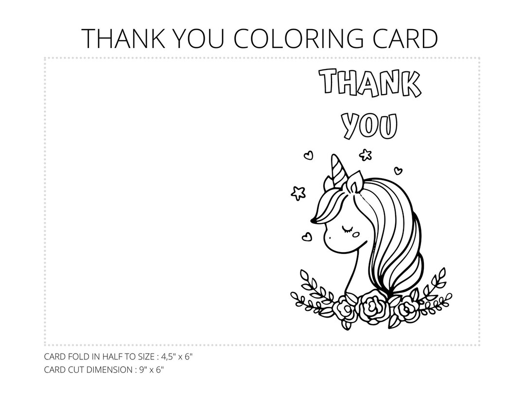 THANK YOU Printable Coloring Card Thank You Card Printable Etsy