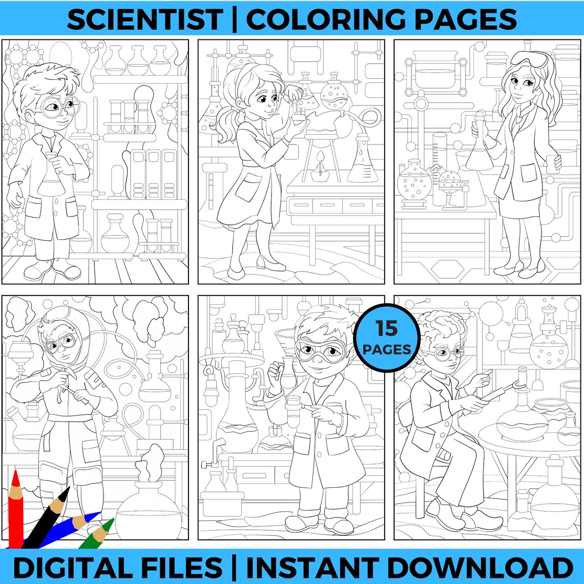 Scientist Coloring Pages, STEM Coloring Sheets for Kids | Women in ...