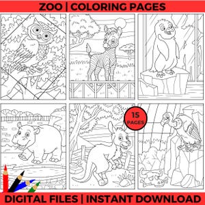 Zoo Animals Coloring Pages | Fun Printable Animal Activity for Kids | Educational Coloring PDF | Instant Digital Download