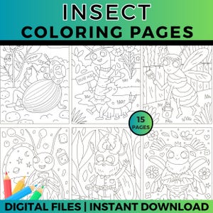 INSECT Coloring Pages for Kids and Adults | Printable Bug Coloring Sheets, Educational Nature Activity,  PDF Instant Download