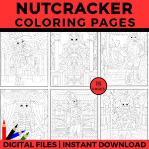 Nutcracker Coloring Pages, Printable Christmas Activity for Kids, Holiday Coloring Book, Ballet Theme, Instant Download PDF