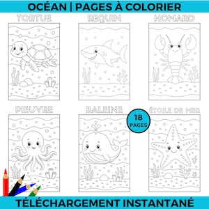 coloriage d’animaux marins | Téléchargement instantané de pages à colorier sur la vie marine pour tous les âges | Plaisir créatif à colorier