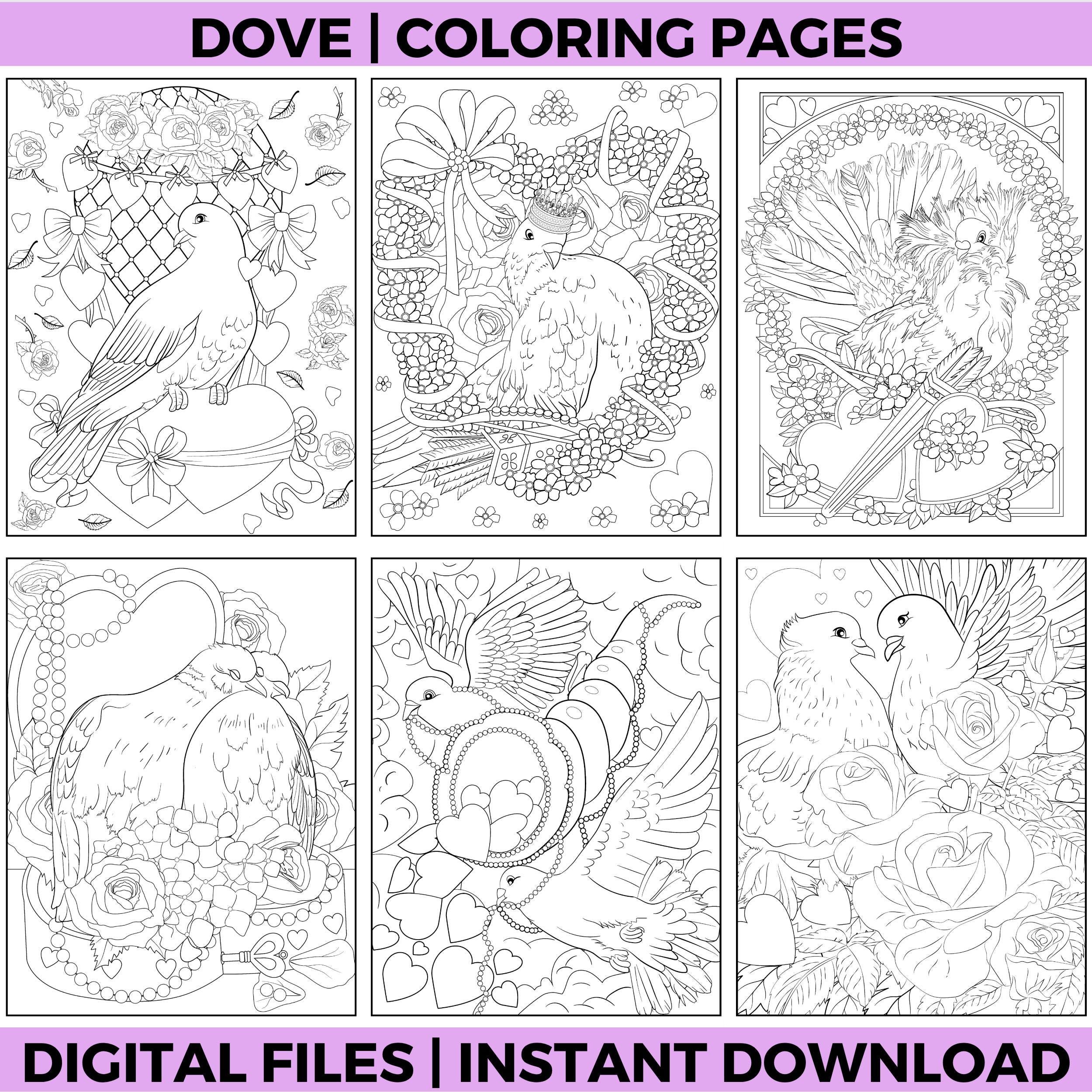 Dove Coloring Pages | Peace Printable Coloring Sheets | Digital ...