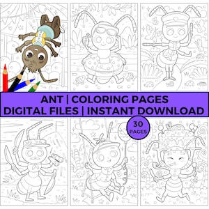 Pagine da colorare sulle formiche per bambini, attività stampabile sugli insetti (download digitale)