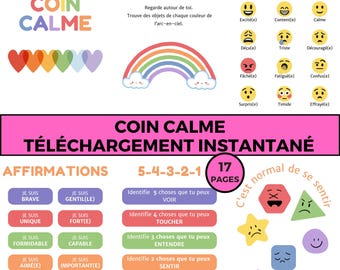Ensemble de 17 AFFICHES voor COIN CALME, Émotions, Respiration, Affirmations (digitale download)