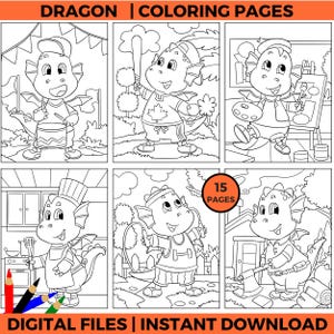 DRAGONS Coloring Pages for Kids, Printable Fantasy Dragon Activity Sheets, Mythical Creature Coloring Book PDF, Instant Download