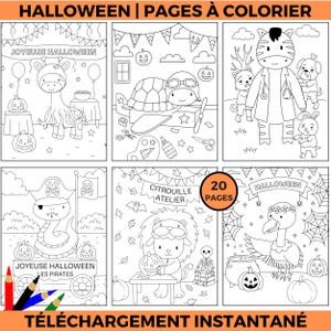 Pages à colorier Halloween | Téléchargement instantané de pages à colorier d&#39;Halloween | Plaisir créatif à colorier
