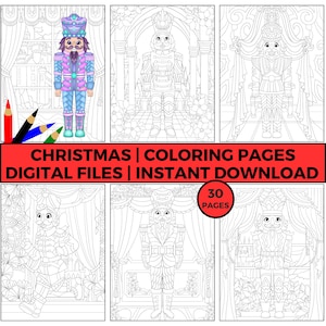 Nutcracker Coloring Pages, 30 Christmas Ballet Theme Designs (PDF)