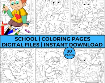 Back to School Coloring Pages for Kids, 30 Printable Designs (PDF)
