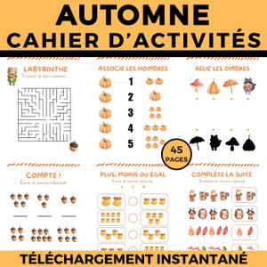 Cahier d’Activités AUTOMNE pour Enfants、Cahier d’activités à imprimer、Jeux d’AUTOMNE、Activités éducatives pour enfants