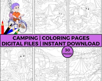 Camping Kids Malseiten, Spaß Printable Outdoor Abenteuer für Kinder