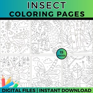 INSECT Coloring Pages for Kids and Adults | Printable Bug Coloring Sheets, Educational Nature Activity,  PDF Instant Download