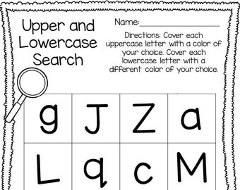20 afdrukbare zoekwerkmatten/werkbladen in hoofdletters en kleine letters. Preschool-KDG-klank.
