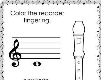 28 Color the Soprano Recorder Fingering Worksheets. Baroque Style. Music Appreciation and Composition.