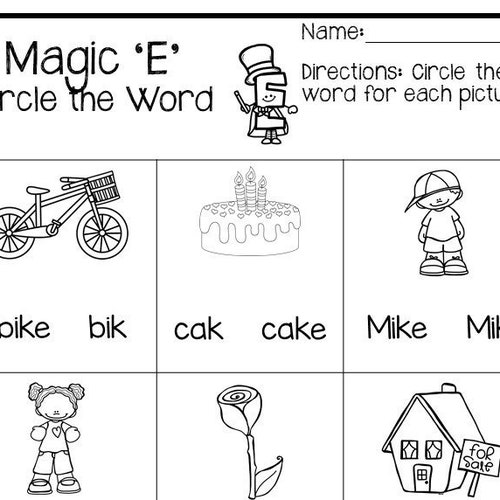 10 Printable Silent 'E' Worksheets. 1st-2nd Grade ELA - Etsy