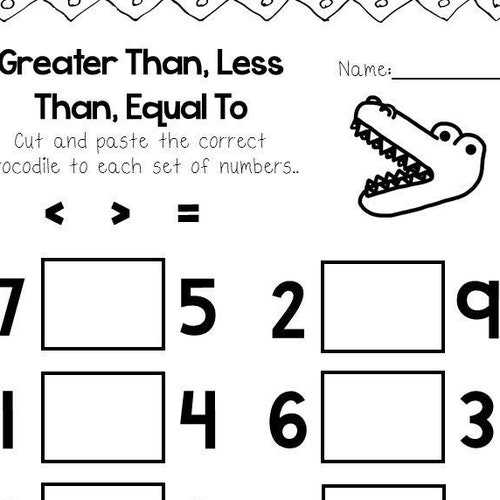 30 Printable Greater Than Less Than Equal to Worksheets. - Etsy