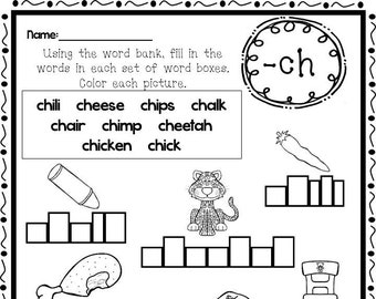 10 Printable Digraphs Box Writing Worksheets. Kindergarten-2nd Grade ELA Worksheets.