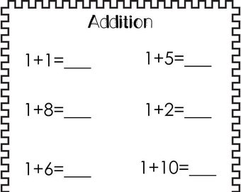 Printable Addition Worksheets Numbers 1 10 Preschool 1st Etsy