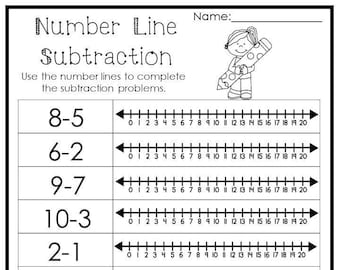 15 Printable Number Line Subtracting Worksheets. Numbers 1-20. Preschool-1st Grade Math.