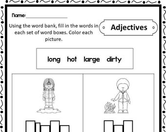 15 Printable Parts of Speech Box Writing Worksheets. 1st-3rd Grade ELA Worksheets.