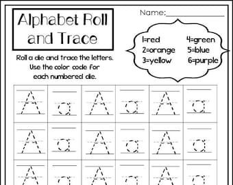 26 printable trace the alphabet worksheets preschool kdg etsy