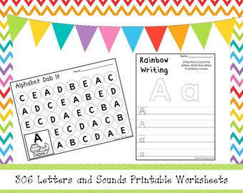 306 Letters and Sounds  Worksheets Download. ZIP file. Preschool-KDG