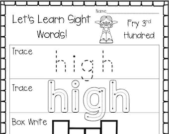 100 Printable Let's Learn Fry 3rd Hundred Sight Words Worksheets. 2nd-3rd Grade Handwriting and Spelling Activity.