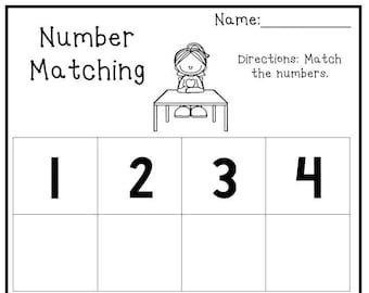 18 Printable Number Matching Worksheets. Preschool-Kindergarten Numbers and Math.