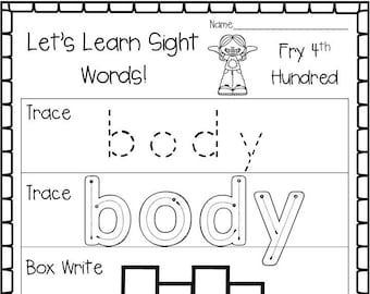 100 Printable Let's Learn Fry 4th Hundred Sight Words Worksheets. 4th-5th Grade Handwriting and Spelling Activity.