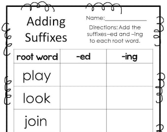 10 Printable Adding Suffixes Worksheets. 1st-2nd Grade ELA Worksheets.