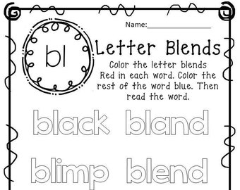 20 Printable Blends Color the Word Worksheets. Kindergarten-2nd Grade ELA Worksheets.