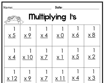 24 Printable Multiplying Practice Worksheets. Numbers 1-12. 1st-4th Grade Math.