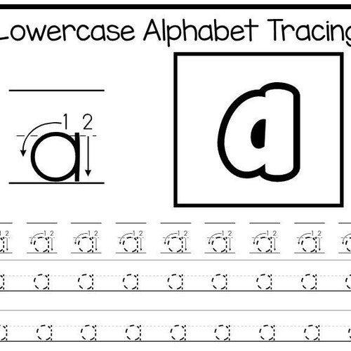 26 printable lowercase alphabet tracing worksheets etsy