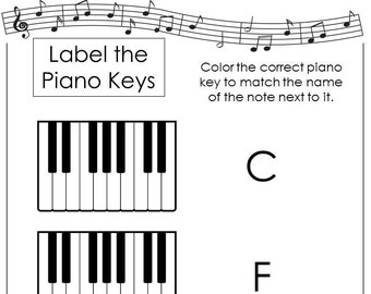 10 Color the Keys Worksheets. Beginning Music. Preschool-2nd Grade. Piano. Music Appreciation.