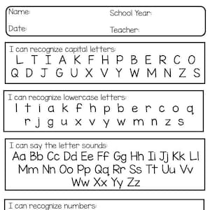 Printable Kindergarten Assessment Worksheets.
