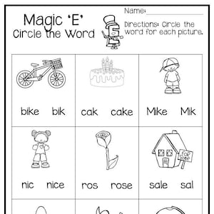 10 Printable Silent 'E' Worksheets. 1st-2nd Grade ELA | Etsy