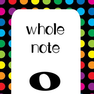 9 carteles de notas musicales imprimibles. Gráficos murales del aula de página completa. 8,5 x 11 pulgadas