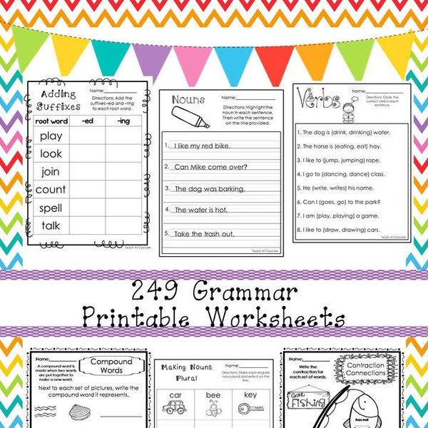 249 Grammar Worksheets Download. 1st-3rd Grade ELA. ZIP file.