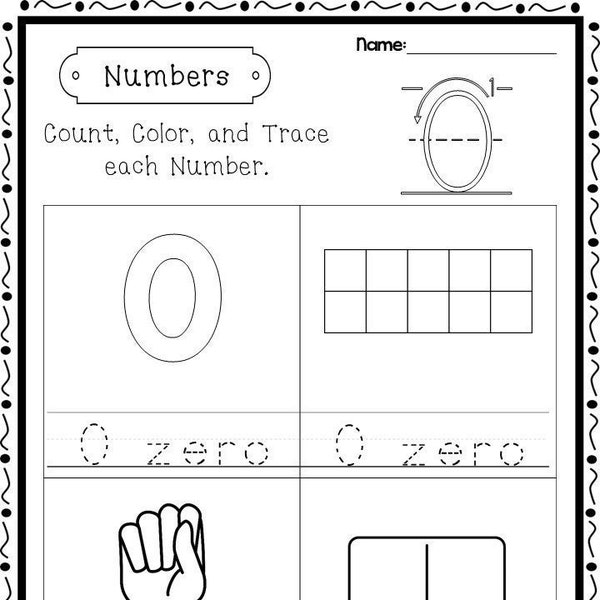 21 Printable Numbers Count, Color, and Trace  Worksheets. Numbers 0-20. Preschool-Kindergarten Numbers and Math.