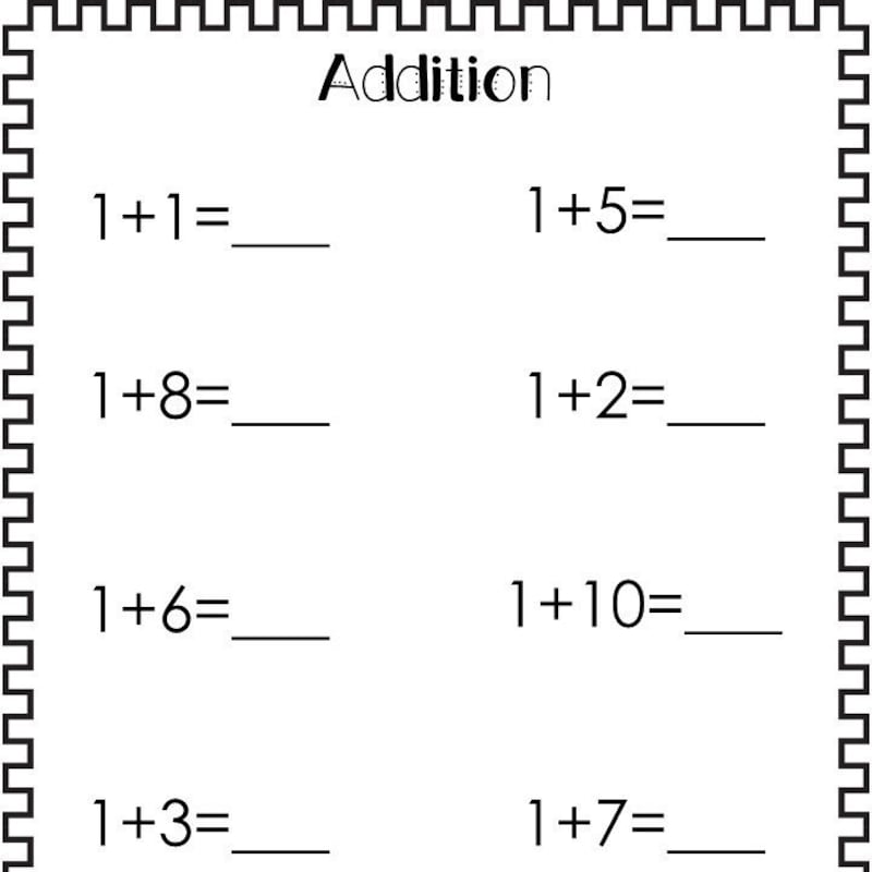 Addition 1 10 numbers worksheet - Etsy.de