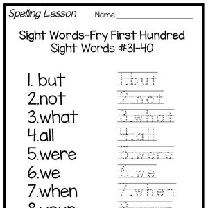 Fry First Hundred Words 31-40 Unidad de ortografía de una sola semana. Trazar, escribir en cuadro, leer. Diez palabras, imprime 15 páginas.