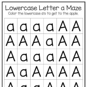 26 planilhas de labirinto de letras minúsculas. Fônica pré-escolar-jardim de infância e ELA