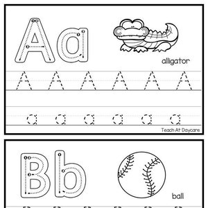 26 ABC Phonics-traceerkaarten. Handschrift en klanken voor kleuter en kleuterschool. afbeelding 1