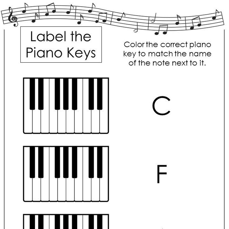 Piano Worksheets for Kids Etsy