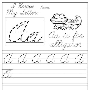 26 Planilhas do Alfabeto Cursivo para Impressão Eu Conheço Minhas Letras. Fônica pré-escolar-KDG.