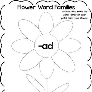 29 Planilhas de famílias de palavras de flores para impressão. Atividade Fônica Pré-escolar.