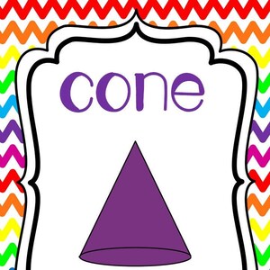 8 Printable 3-D Shapes Posters.  Full Page Classroom Wall Charts. 8.5 x 11 inches