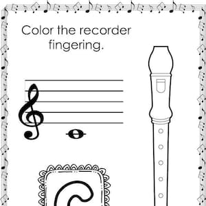 28 Kleur de werkbladen voor de vingerzetting van de sopraanblokfluit. Barokke stijl. Muziekwaardering en compositie.