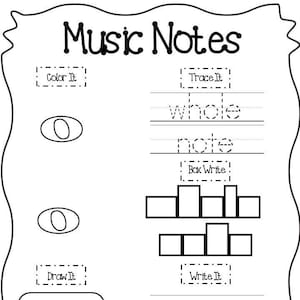 20 werkbladen voor muzieknoten, rusten en symbolen. Muziekwaardering voor het 5e leerjaar. Leer muziek lezen.
